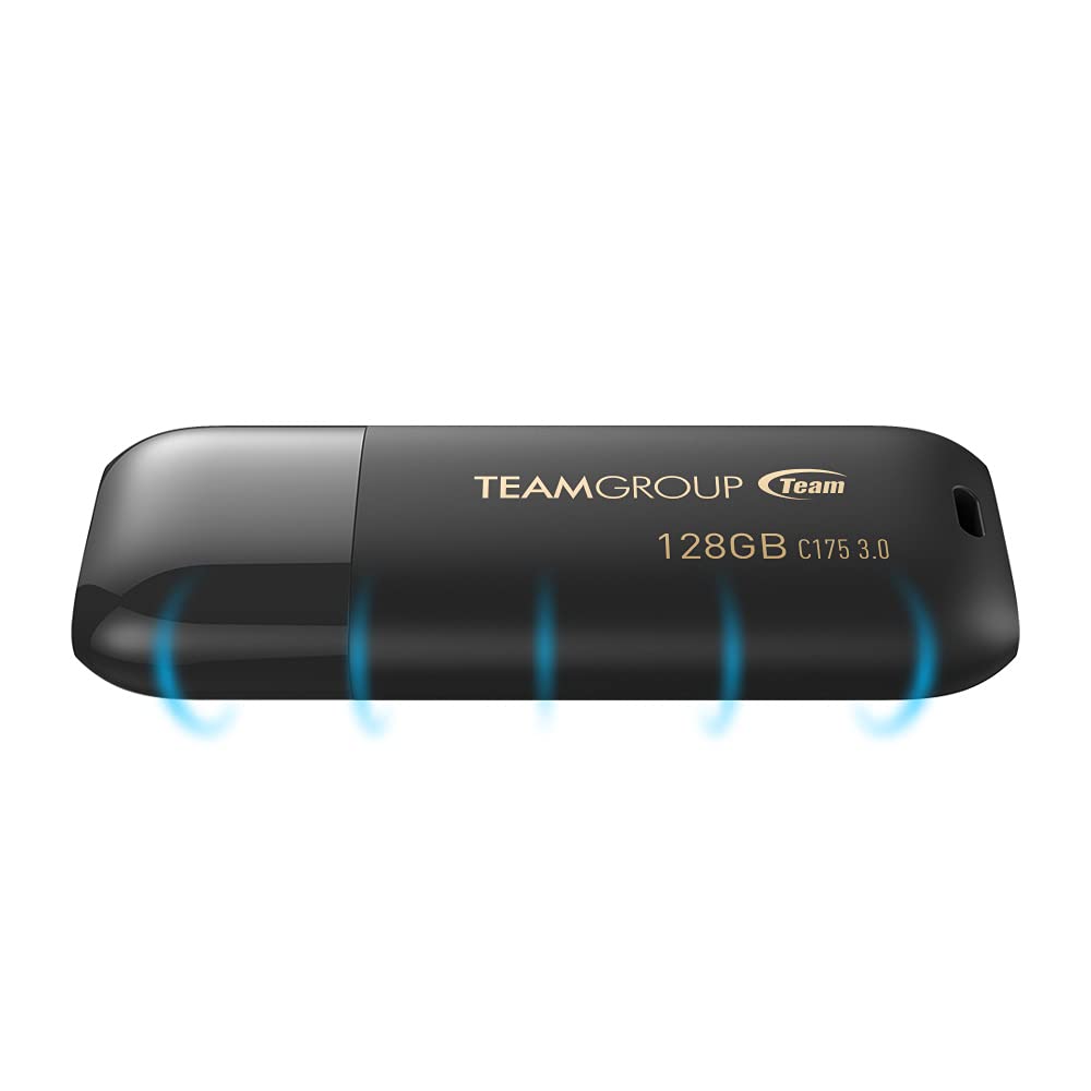TEAMGROUP C175 128GB USB 3.2 Gen1 (USB 3.1/3.0) Read 100MB/s Flash Thumb Drive, Memory Stick Compatible with Computer/Laptop Matte Black TC1753128GB01
