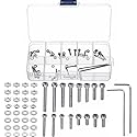 50PCS Headshell Screws, Universal Turntable Cartridge Headshell Mounting Kit, 304 Stainless Steel Button Head Hex Socket Cap Screws Bolts, Washers