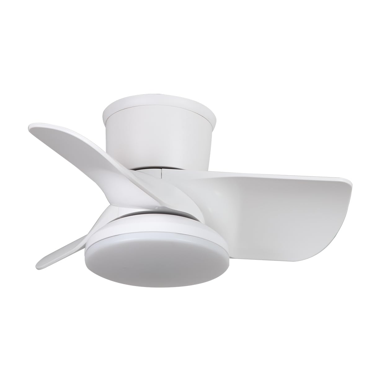 kathy ireland HOME (KICF58332) Plumier 22-Inch Flush Mount Ceiling Fan, Matte White - Low-Profile Hugger Indoor Fan for Small Rooms