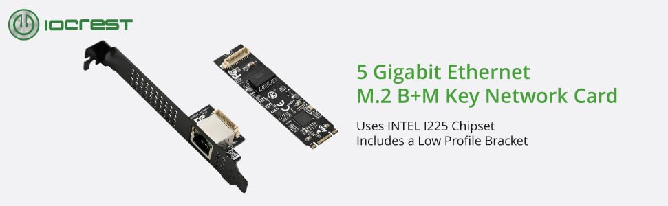 IO CREST M.2 M-Key PCI-e 3.0 Interface Single Port 5.0 Gigabit Ethernet Modules