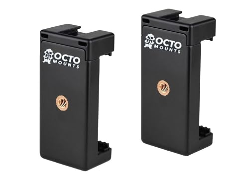 OCTO MOUNTS - 2 Pack Universal Smartphone Holder Set for Mounting Any Phone. Has Camera Screw (1/4-Inch 20), Easily Connect Your Cell Phone to GoPro