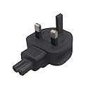 Tekit BS1363 UK 3-Pole Male to IEC 320 C7 AC Power Adapter,UK to C7 PDU/UPS Server, UK Plug. Britain Converter (UK to C7)