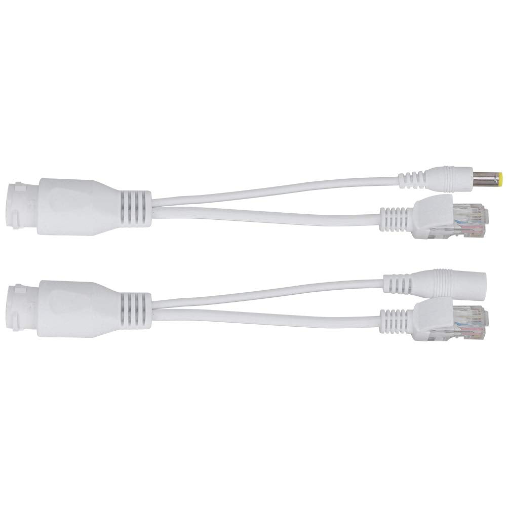 12V PoE Compatibility Adapter, Power Over Ethernet Passive POE Adapter Cable Splitter for Surveillance Camera(White)