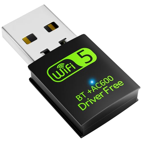 USB WiFi Bluetooth Adapter, 600Mbps Dual Band 2.4/5Ghz Wireless Network External Receiver, Mini WiFi Dongle for PC/Laptop/Desktop
