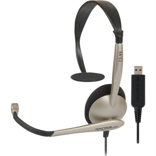 Koss CS95-USB Single-Sided On-Ear Communication Headset, Beige, USB-A Plug