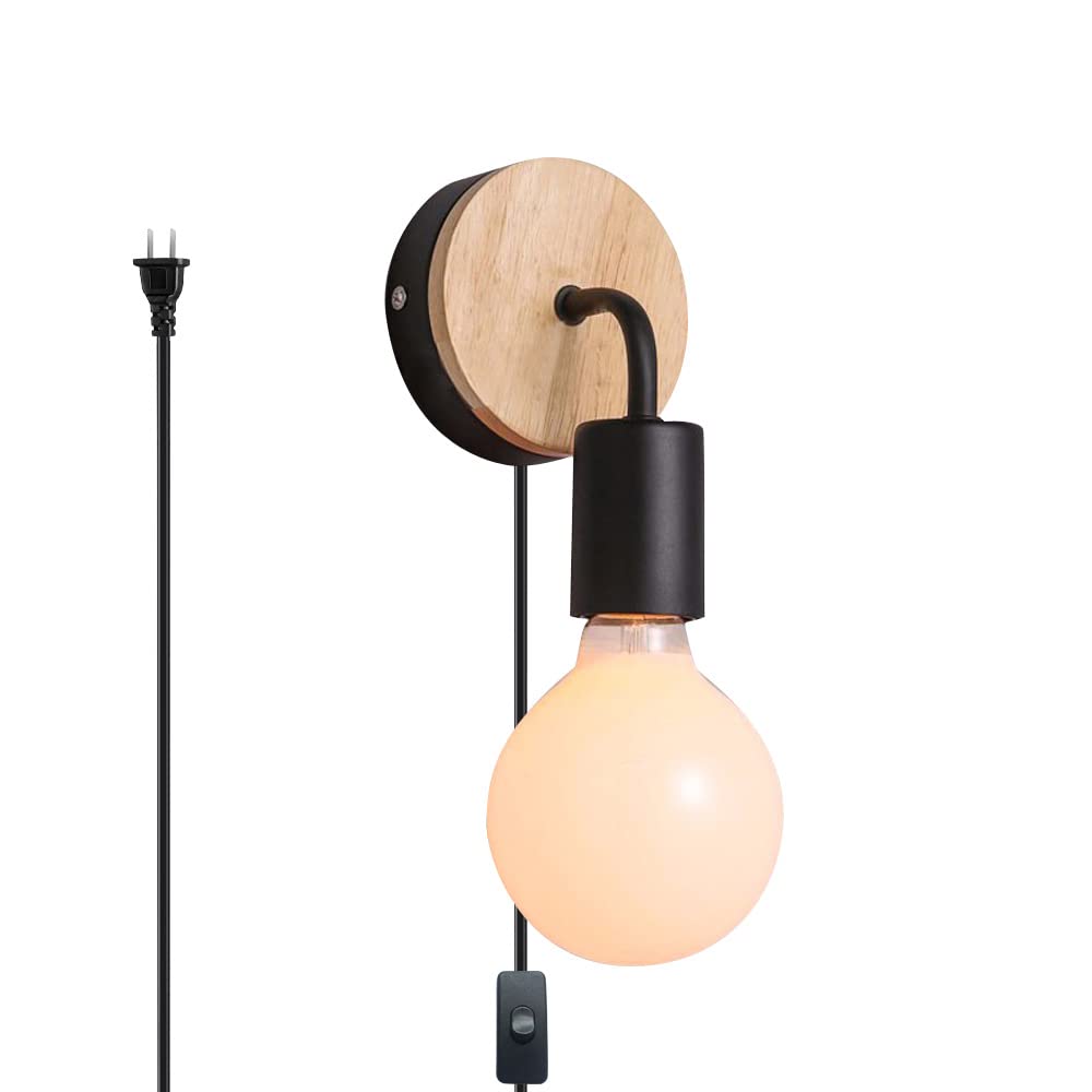 VinTopsh 2 Pack Industrial Plug in Wall Sconces, Metal Plug in Wall Lighting with On Off Switch,Farmhouse Wall Lamp Living Room Bedroom Hallway