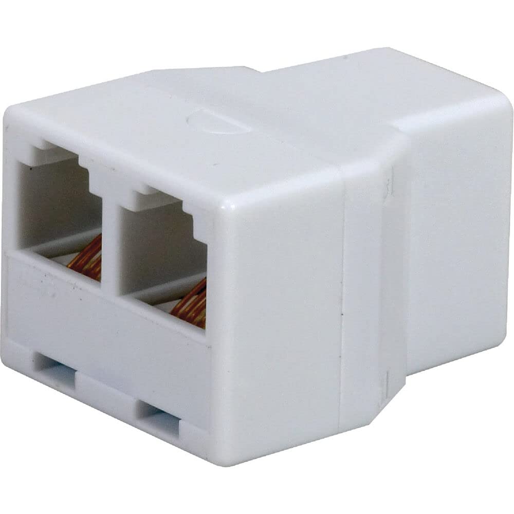 Audiovox TP270WHR RCA Telephone Duplex Wall Jack Phone Adapter / 2 Way Inline Splitter, White