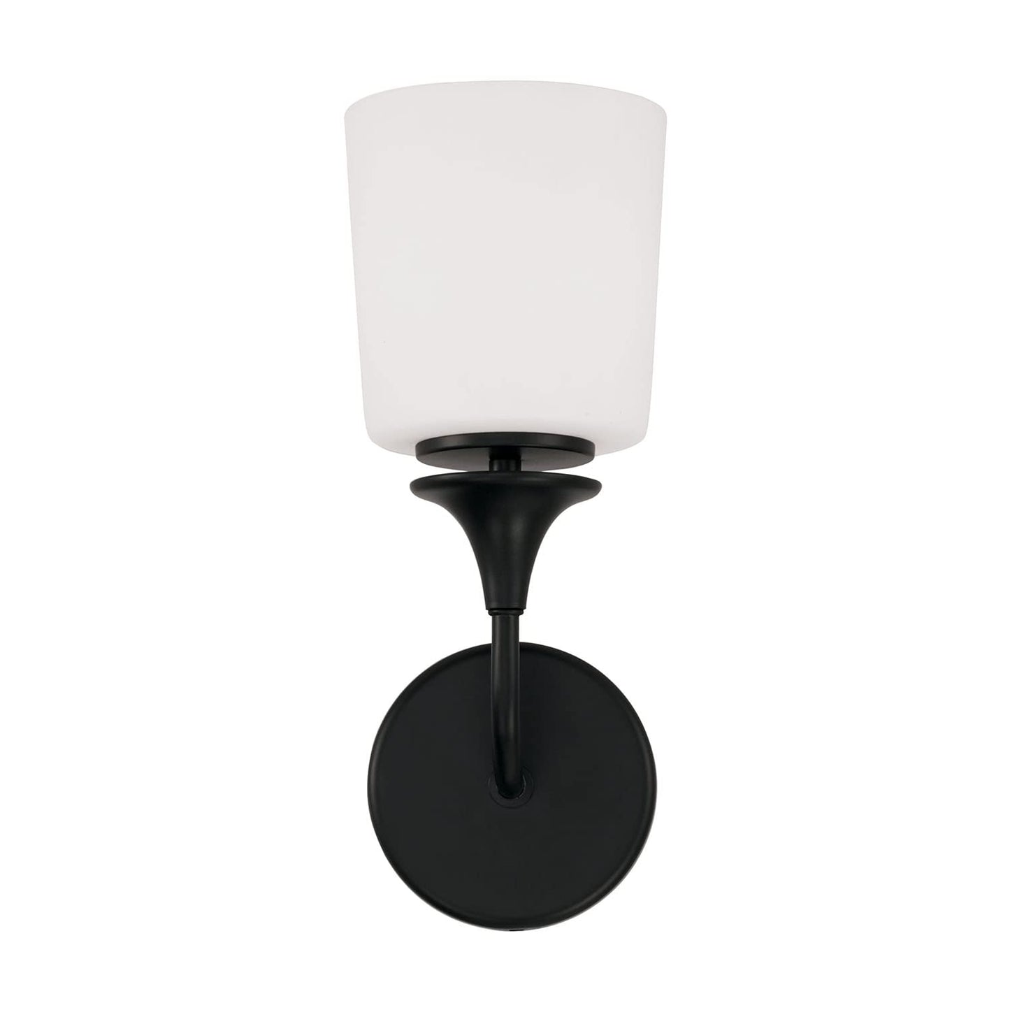 HomePlace by Capital Lighting 648911MB-541 Presley Transitional Rustic Soft White Glass Cone Wall Sconce, 1-Light 100 Watt, 14" H x 6" W, Black