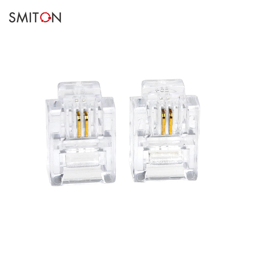 SMITON 100PACK Telephone Plug 6P2C RJ11 Modular Plug (6/2, Telephone Cord Connector)