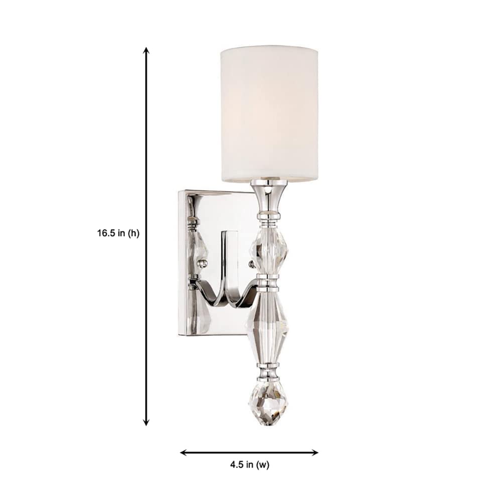 DESIGNERS FOUNTAIN Evi Wall Sconce Light, 16.5 Inch Lighting Fixture for Bedroom, Bathroom and Entryway, White, 89901-CH