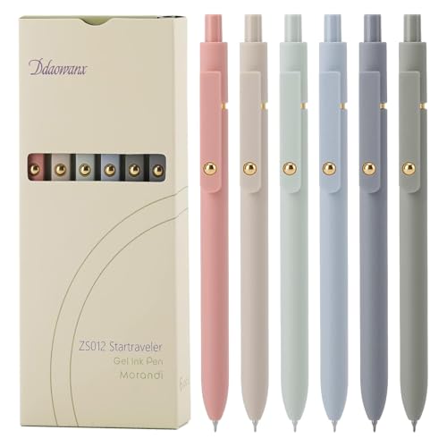 Ddaowanx Gel Pens, 6 Pcs 0.5mm Quick Dry Black Ink Pens Fine Point Smooth Writing Pens, Cute Office School Supplies Gifts for Women