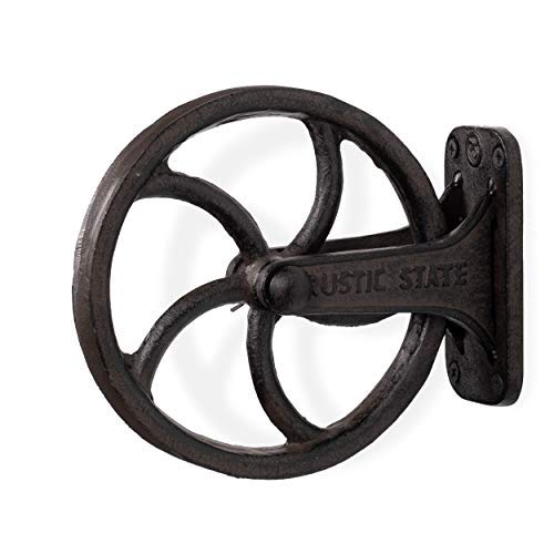 Rustic State Halat Cast Iron Vintage Industrial Wheel Farmhouse Wall Mount Pulley 6.75 Inch Diameter for Custom Make Lamp Pendant Fixtures Black