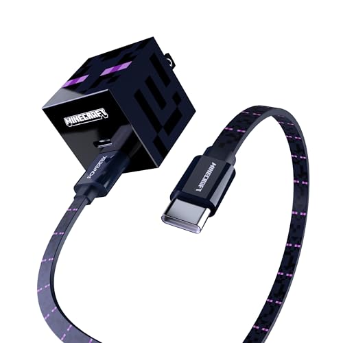 LIQUIPEL Powertek Minecraft Charging Bundle USB-A to C and Wall Charger (Enderman)