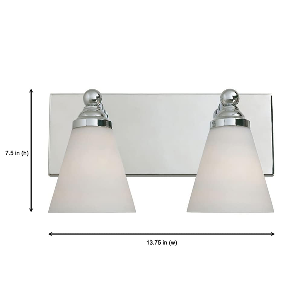 Designers Fountain 2-Lights Hudson Vanity Light Fixture, 13.7 Inch Wall Mount Sconce for Bathroom, Bedroom or Mirror, Chrome, 6492-CH