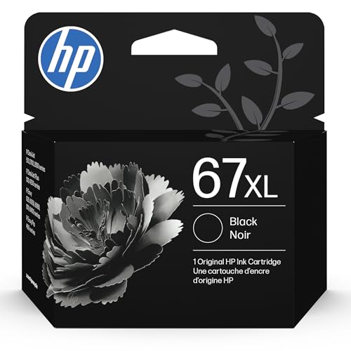 HP 67XL Black High-Yield Ink Cartridge | Works with DeskJet 1255, 2700, 4100, Envy 6000, 6400 Series | Eligible for Instant Ink | 3YM57AN | Packaging
