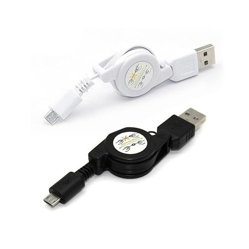 ThtRht 2 Pack Retractable Micro USB Cable Micro USB to USB-A 2.0 Cable Compact Retractable Micro B 5-Pin Cord for Charging & Sync Android Phone