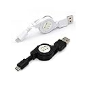 ThtRht 2 Pack Retractable Micro USB Cable Micro USB to USB-A 2.0 Cable Compact Retractable Micro B 5-Pin Cord for Charging & Sync Android Phone