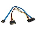 SAS 29pin Female to 15 Pin SATA Male with 7 Pin SATA Male 12 Inch Cable
