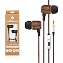 Earth-Budz - Genuine Wood Earbuds, in-Ear Noise-Isolating Headphones, with in-line Microphone. (Earth Diver)