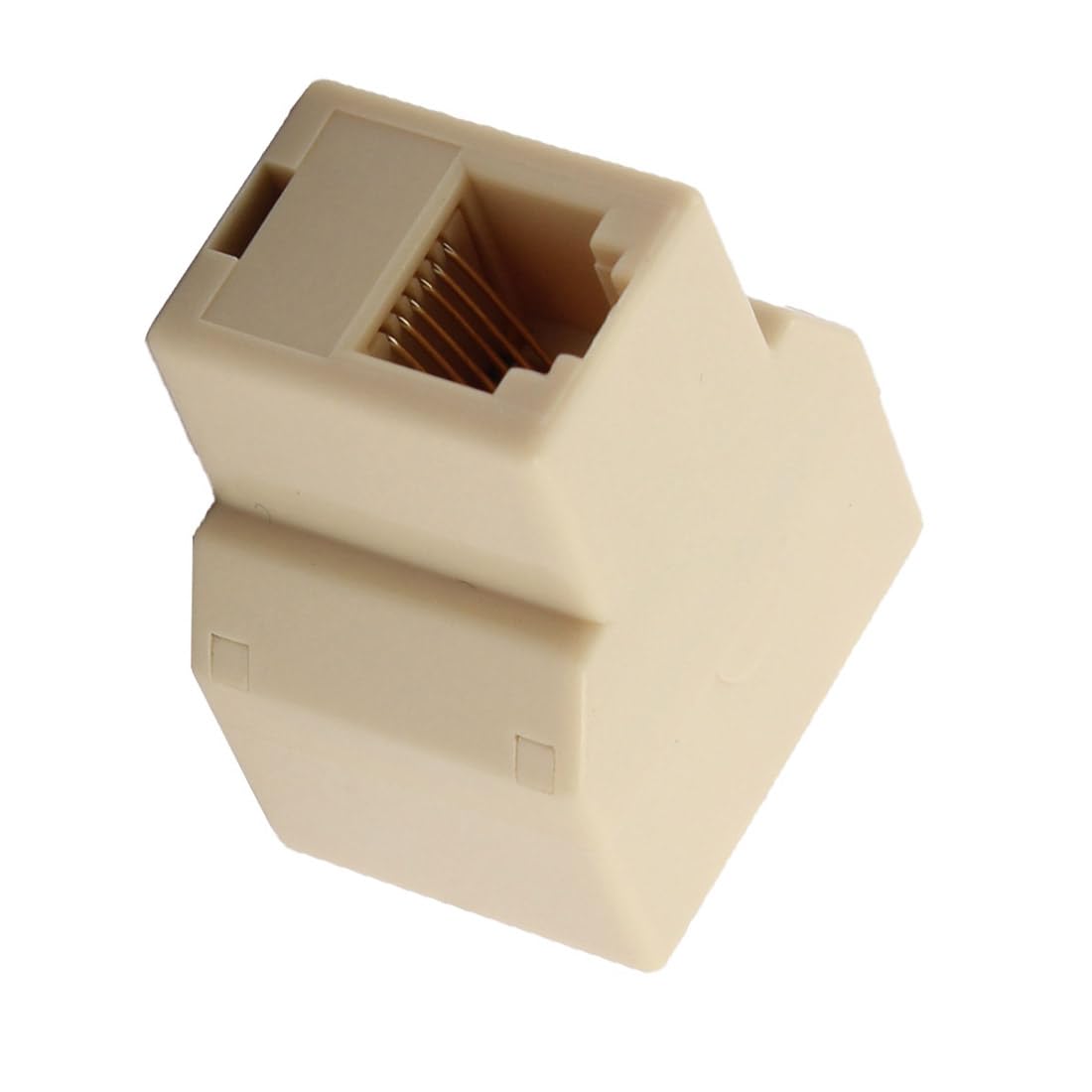 uxcell® Home RJ12 6P6C 1 Female to 2 Female Port Telephone Wire Cable Connector Splitter Beige