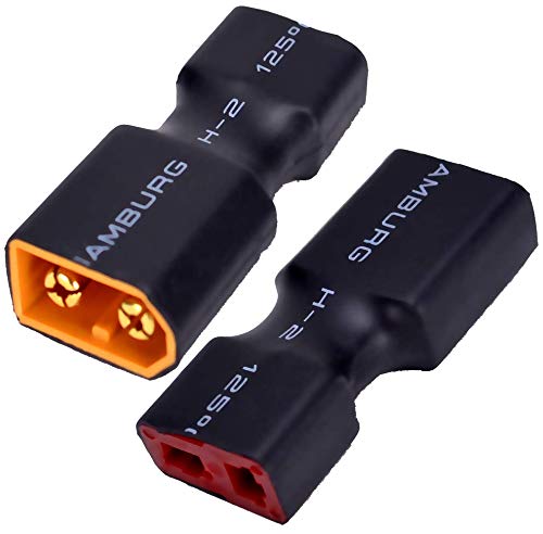Yiqigou 4 Pcs Wireless XT60 Plug Male Connector to Deans T Plug Female Connector and 4 Pcs Wireless XT60 Plug Female Connector to Deans T Plug Male
