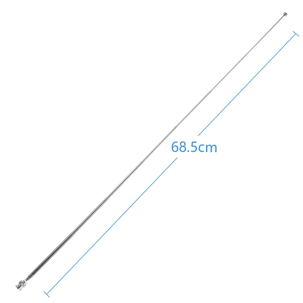 POBADY 2PCS BNC Male Connector Telescopic Antenna 7 Sections VHF UHF 68.5cm/27IN Telescopic BNC Plug Antenna for CB Radio Police Scanner Ham Radio Two