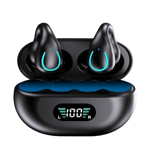 Bitstik Open-Ear Wireless Headphones Bluetooth Clip On Mini Earbuds Charging Case Ear Buds Sports Bone Conduction Headphones Earphones for Workout…