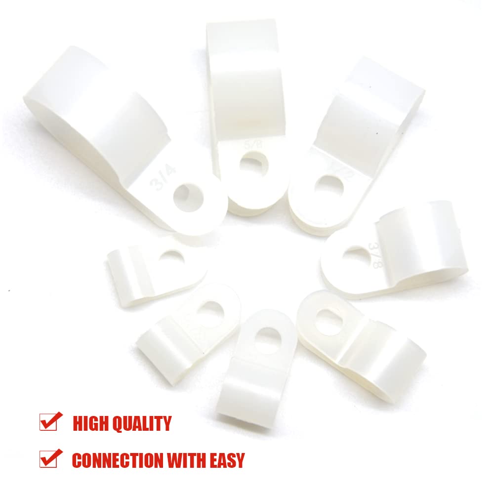 Hocansen 160Pcs Plastic Cable Clamps 8 Size Wire Cable Clips Kit 1/8" 3/16" 1/4" 5/16" 3/8" 1/2" 5/8" 3/4" Nylon Wire Clamp,Cord Fastener Clamp