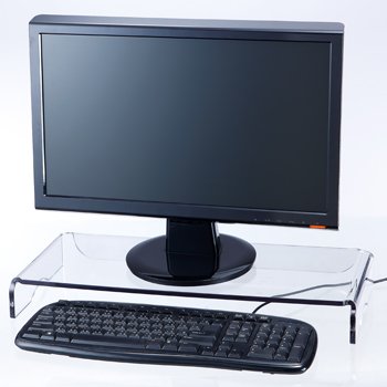 Accurate Films Heavy Duty Clear Acrylic Monitor Stand with Keyboard Storage