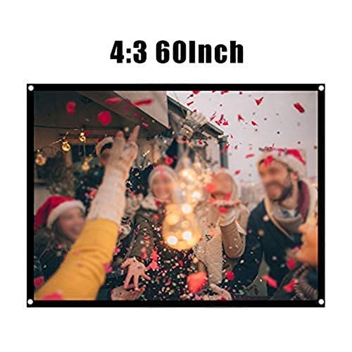60 Inch 16:9 HD Projector Screen Portable Foldable Anti-Crease White Projector Curtain Projection Screen 4:3 Indoor Outdoor Projector Movies Screen