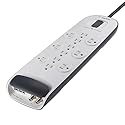 Belkin Power Strip Surge Protector - 12 AC Multiple Outlets, Ethernet & Cable Protection - 8 ft Long Extension Cord for Home, Office, Travel, Computer