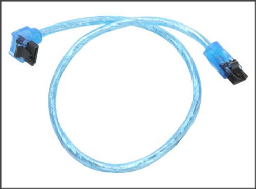 OKGear Premium SATA III Round DataCable 6GB/s Straight to Right Angle for SATA HDD, SSD, CD Driver, CD Writer - 18 inches, Blue