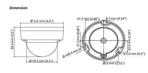 ENS SCC35D2/28-H 5MP IR WDR 2D DNR TVI/AHD/CVI/CVBS HD Analog Outdoor Dome Camera with 2.8mm Fixed Lens, BNC Connection.