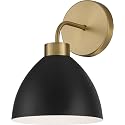 HomePlace Lighting 652011AB Ross Modern Luxe Art Deco Mid-Century Matte Black Metal Cone Wall Sconce, 1-Light 100 Watt, 11" H x 8" W, Aged Brass