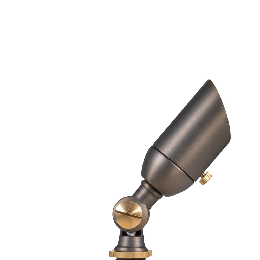 VOLT 12V Brass Mini Outdoor Spotlight (Bronze) for Low Voltage Landscape Lighting of Yard, Lawn, Garden, Patio, Trees & House