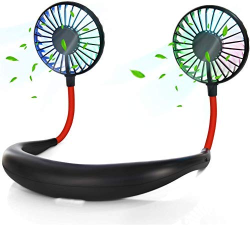 Neck Fan Portable- Neckband Fan USB Charging Hand Free - Personal Perfume Mini Sport Fan - Rechargeable with 3 Speeds Adjustable and LED Light