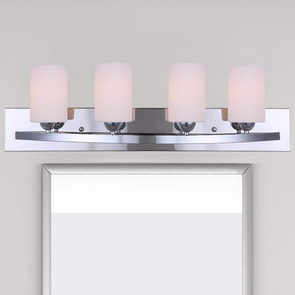 Canarm IVL370A04CH-O Ltd Hampton 4 Light Vanity, Chrome with Flat Opal Glass