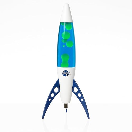 Brewish 17-Inch Liquid Motion Lamp | Magma Lamp with Blue Liquid Green Wax | Space-Inspired Rocket Lamps for Kids, Adults | Night Light for Home