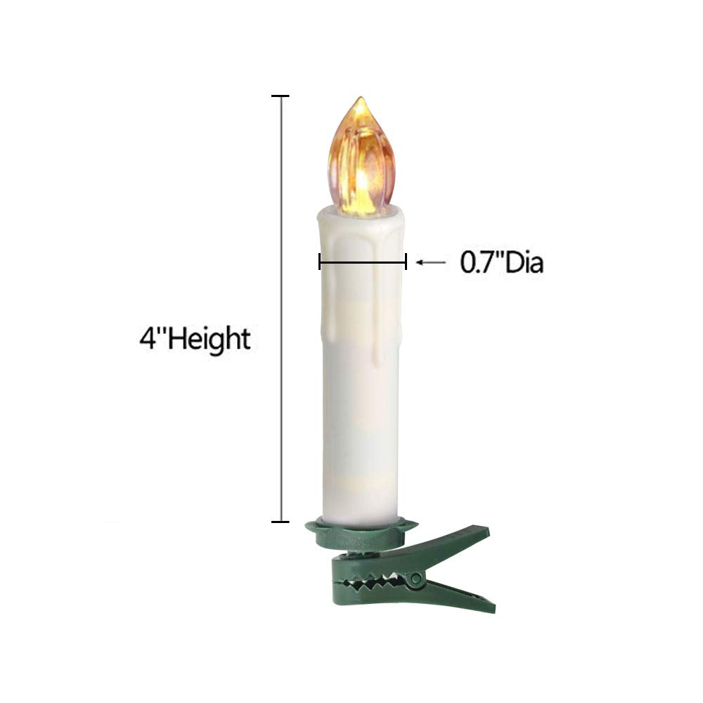 Houdlee LED Flameless Taper Candles with Remote Control and Removable Clips ,Flickering 4 Inches Birthday Candles ,Set of 10 Warm White Candle