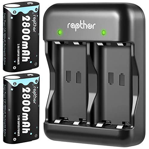 Rapthor 2X 2800mAh Replacement Controller Battery Pack Rechargeable with Charger for Xbox One/Xbox One X/Xbox One S/Xbox One Elite/Xbox Series X/S