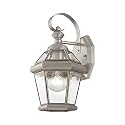Livex Lighting 2061-91 Outdoor Wall Lantern with Clear Flat Glass Shades, Brushed Nickel