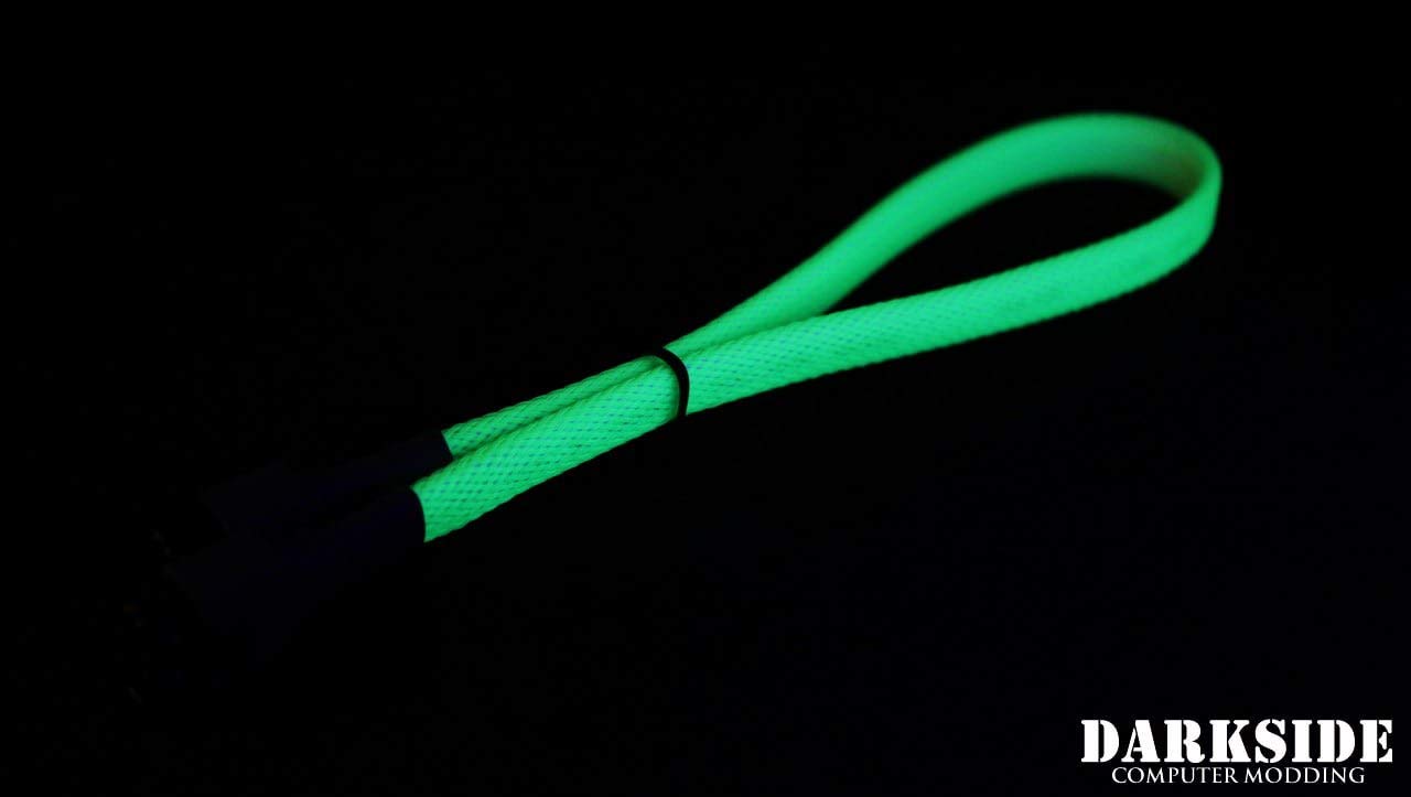 Darkside 30cm (12") SATA 3.0 180° to 180° Data Cable with Latch - Green UV (DS-0147)