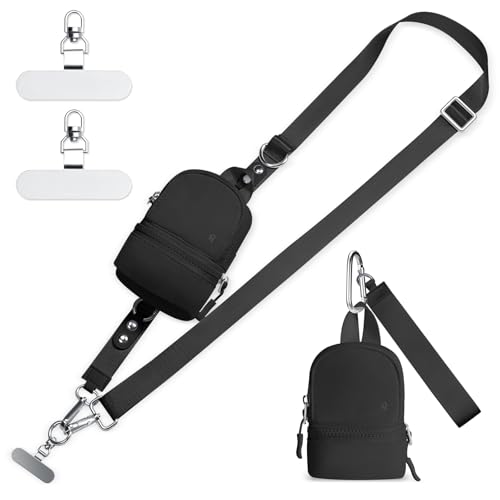 Xebslyti Phone Lanyard Clip and Go Strap for Phone with Crossbody Detachable RFID Mini Backpack Keychain Wristlet Pouch Adjustable Phone Strap
