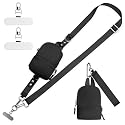 Xebslyti Phone Lanyard Clip and Go Strap for Phone with Crossbody Detachable RFID Mini Backpack Keychain Wristlet Pouch Adjustable Phone Strap