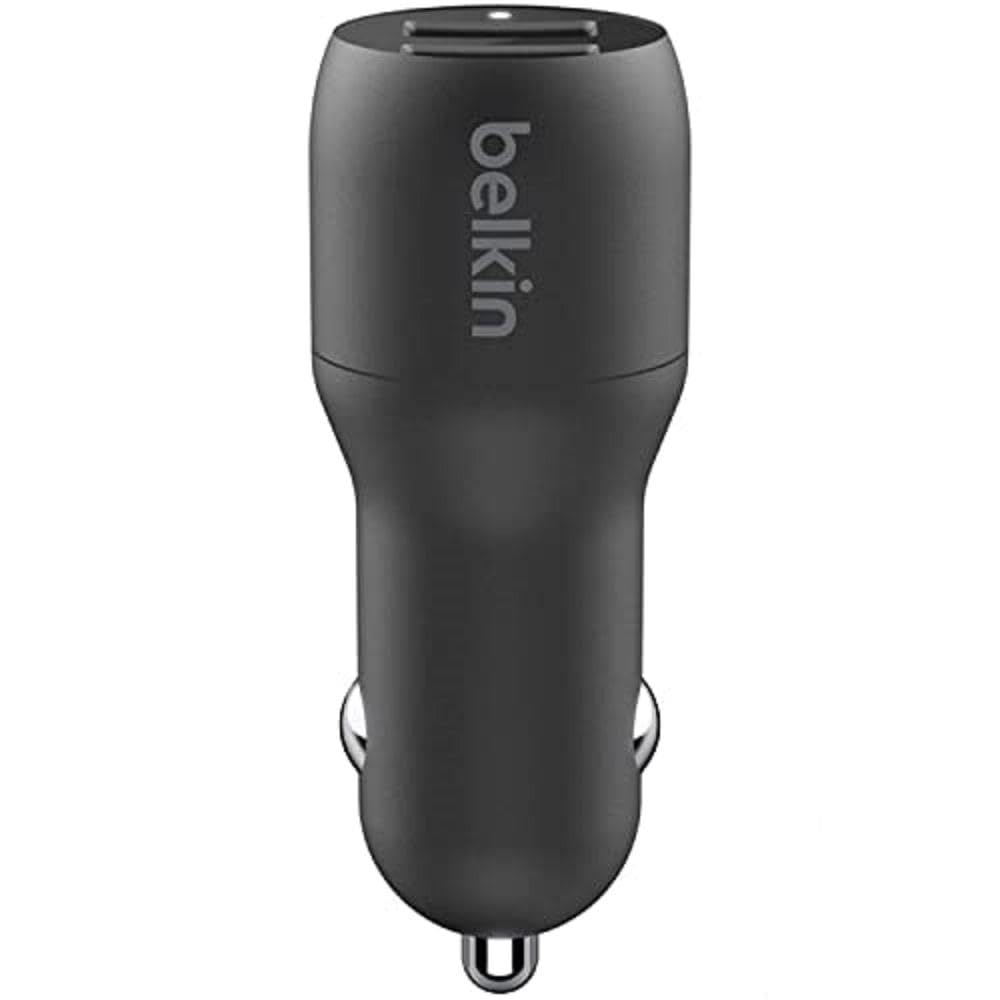 Belkin 24 Watt Dual USB Car Charger - 2 12W USB A Ports with Fast Charging for Apple iPhone 14, 14 Pro, 14 Pro Max, iPhone 13, 13 Pro, 13 Pro Max