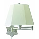 House of Troy WS751-AS 15-Inch Swing-Arm Star Wall Lamp Antique Silver with White Linen Hardback Shade