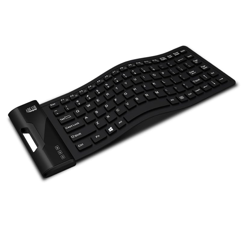 Adesso AKB-212UB Silicone Waterproof Flex Keyboard Mini Size 87 Keys Black