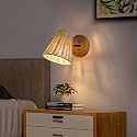 VinTopsh Rattan Wall sconces, Farmhouse Wall Light Fixture, Handmade Wall Lamp (5.7" Lampshade)