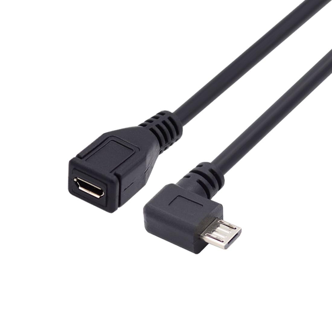 chenyang CY Micro USB 2.0 Male to Micro USB 2.0 Female Extension Cable Left & Right 90 Degree Angled Full Pin Connected 0.5M