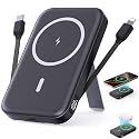 VTIAEK 2026 Latest Portable Charger, 16800mAh Magnetic Wireless Power Bank with 2 Built in Cables, LED Display Battery Pack Travel Essentials